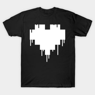 White Dripping Pixel Heart T-Shirt